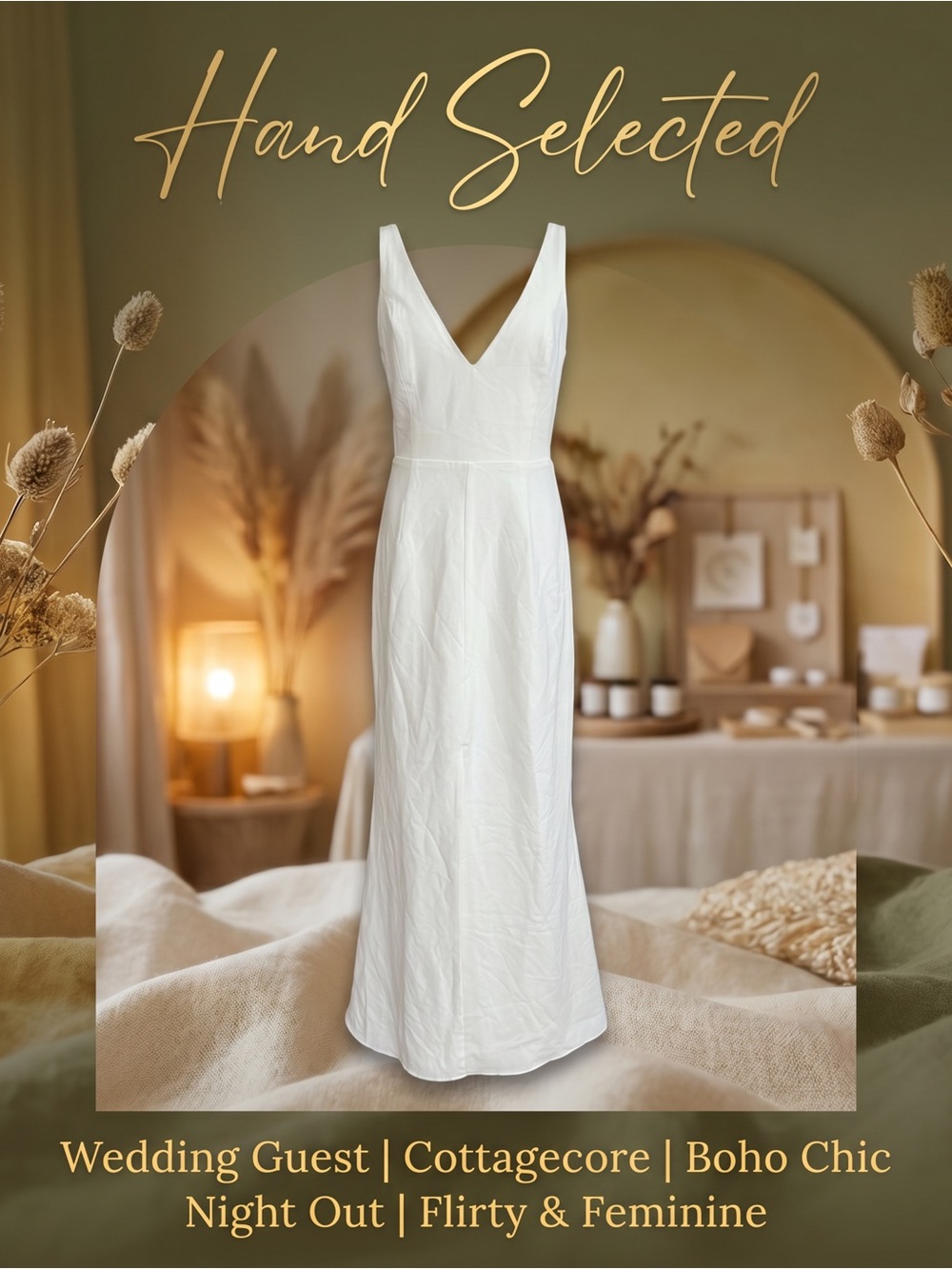 Lovers Friends NWT Ivory Lace Back Maxi Slip Dress Quiet Luxury Romantic M